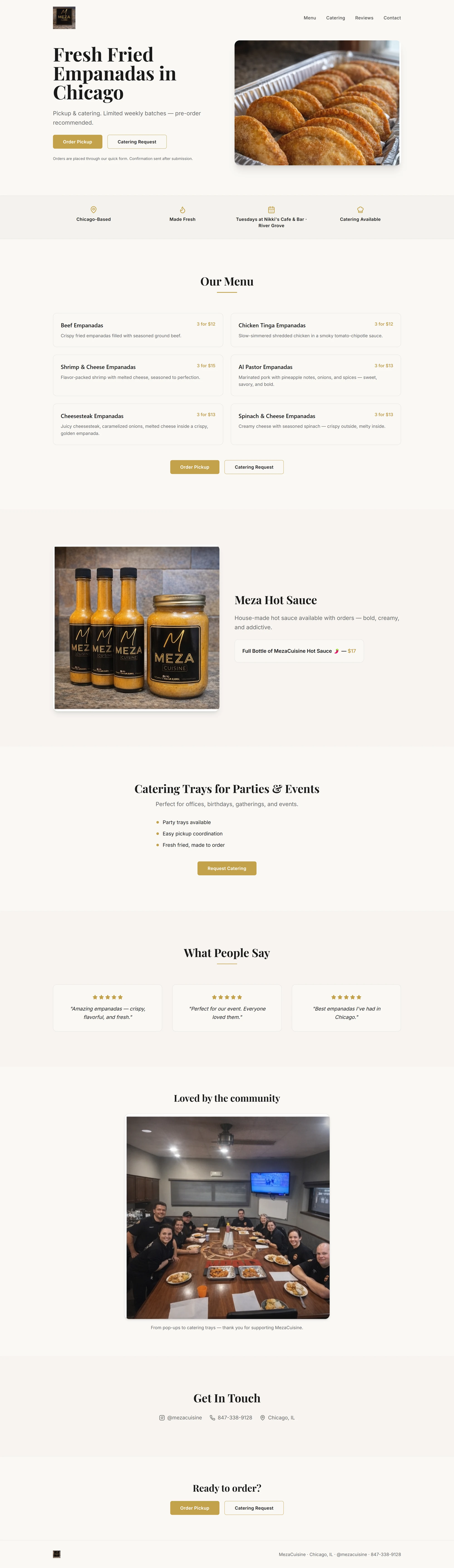 MezaCuisine new website on desktop